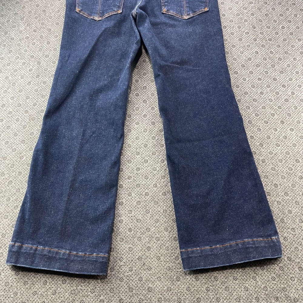 Pilcro Anthropologie Dark Wash Seam Detail Flare Jeans Size 31 Indigo Wide Leg - Picture 8 of 13